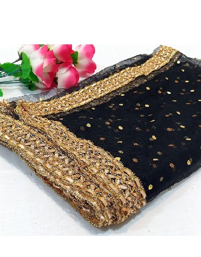 Gota Lace Net Dupatta - Black Price in Pakistan