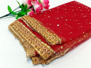 Gota Lace Net Dupatta - Red Price in Pakistan