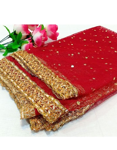 Gota Lace Net Dupatta - Red Price in Pakistan