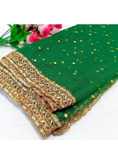 Gota Lace Net Dupatta - Green Price in Pakistan