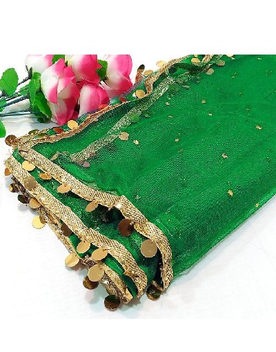 Fancy Coin Lace Net Dupatta - Green Price in Pakistan