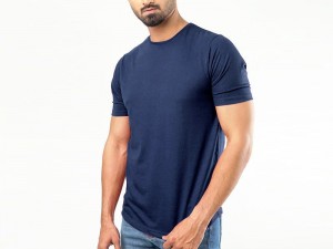 Navy Blue Plain Round Neck T-Shirt