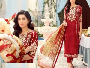 Elegant Sequins Embroidered  Lawn EID Dress 2022 with Chiffon Dupatta Price in Pakistan