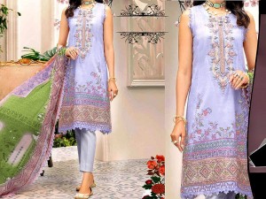 Delightful Embroidered  Lawn EID Dress 2022 with Chiffon Dupatta Price in Pakistan