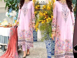 Delightful Embroidered EID Lawn Dress 2022 with Chiffon Dupatta Price in Pakistan