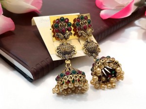 Antique Style Multicolor Drop Jhumki Earrings Price in Pakistan