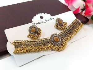 Antique Golden Choker Necklace with Earrings Price in Pakistan