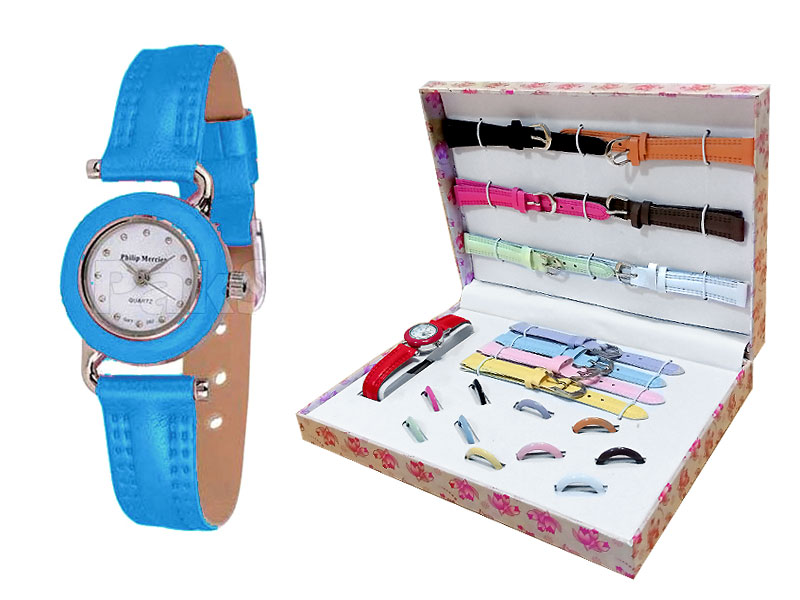 Ladies Interchangeable Watch Gift Set - 11 Color Dials & Straps Price in Pakistan