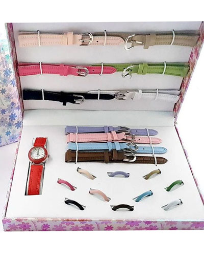 Ladies Interchangeable Watch Gift Set - 11 Color Dials & Straps Price in Pakistan