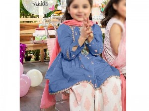 Heavy Embroidered Kids Lawn EID Dress 2022 with Net Dupatta Price in Pakistan