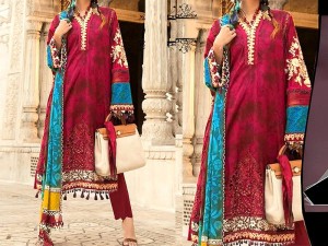 Decent Sequins Embroidered EID Lawn Dress with Embroidered Lawn Dupatta