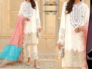 Elegant Sequins Embroidered EID Lawn Dress with Embroidered Lawn Dupatta