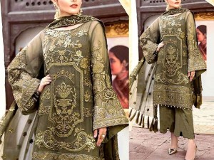 Luxury Embroidered Lawn Dress 2022 with Embroidered Bamber Chiffon Dupatta Price in Pakistan