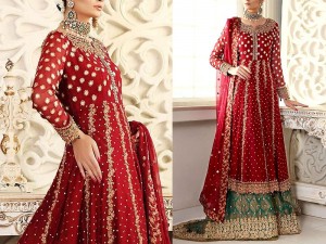 Luxury Mirror & Handwork Embroidered Chiffon Bridal Dress 2022 Price in Pakistan