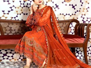 Heavy Embroidered Chiffon Party Wear Dress with Jamawar Trouser Price in Pakistan