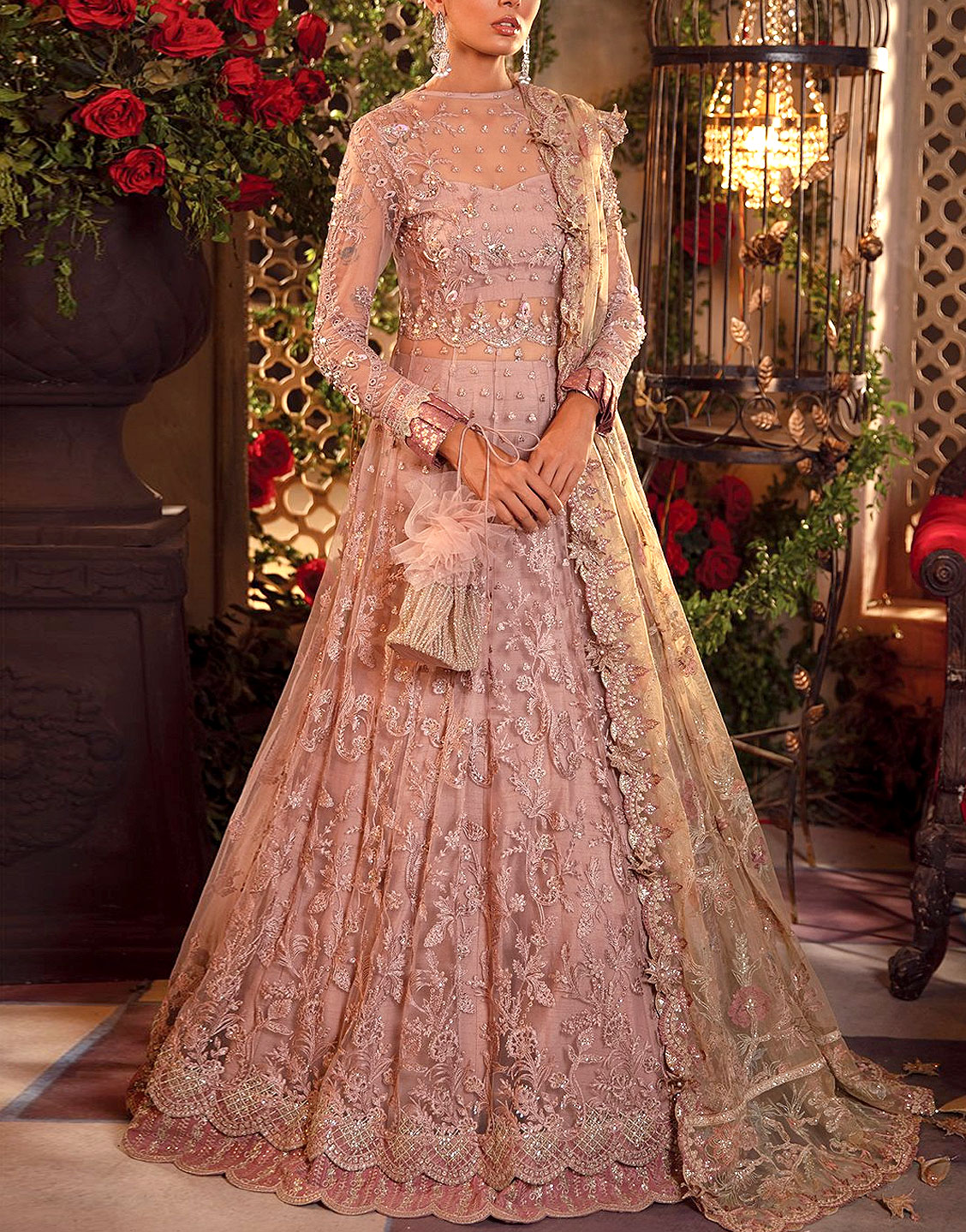 Luxury Handwork Heavy Embroidered Net Bridal Maxi Dress 2022 Price in Pakistan
