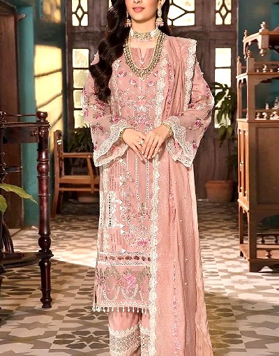 Luxury Heavy Embroidered Lawn Dress 2024 with Embroidered Net Dupatta Price in Pakistan