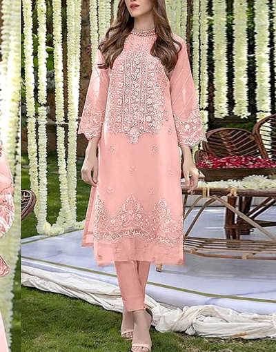2-Piece Embroidered Fancy Organza Party Wear Dress 2023 Price in Pakistan