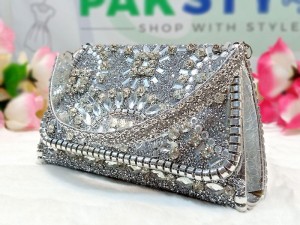 Fancy Evening Party Wear Silver Clutch Bag Price in Pakistan