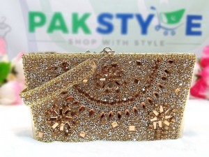 Fancy Party Wear Golden Clutch Purse Price in Pakistan