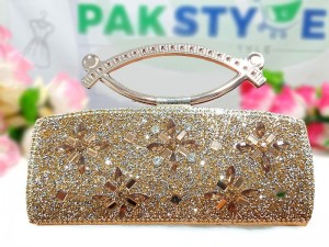 Fancy Party Wear Golden Clutch Bag Price in Pakistan