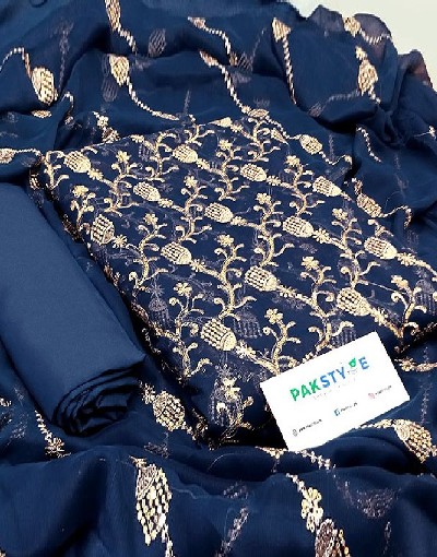 Heavy Embroidered Chiffon Party Wear Dress 2023 with Embroidered Chiffon Dupatta Price in Pakistan