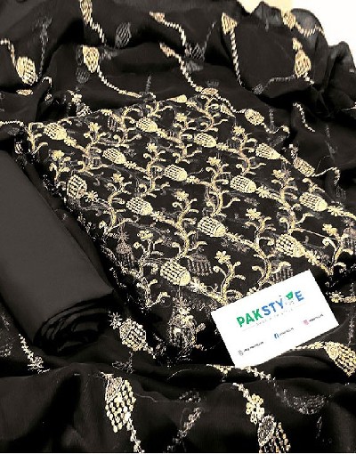 Heavy Embroidered Chiffon Party Wear Dress 2023 with Embroidered Chiffon Dupatta Price in Pakistan
