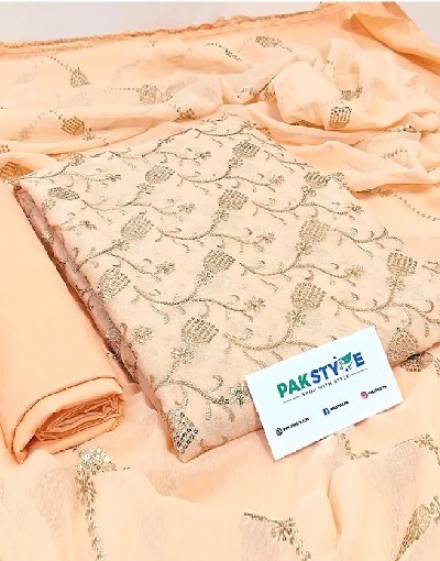 Heavy Embroidered Chiffon Party Wear Dress 2023 with Embroidered Chiffon Dupatta Price in Pakistan