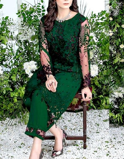 2-Piece Embroidered Fancy Net Party Wear Dress 2024