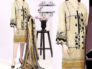 Sequins Panel Embroidered Linen Dress 2022 with Linen Dupatta Price in Pakistan