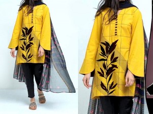 Sequins Embroidered Linen Dress 2022 with Linen Dupatta Price in Pakistan