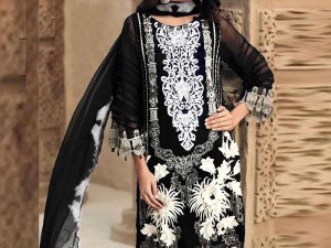 Sequins Neck Embroidered Linen Dress 2022 with Linen Dupatta Price in Pakistan