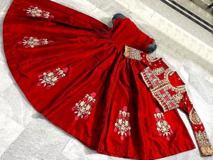 Readymade Koti Style Embroidered Shamoz Silk Maxi Price in Pakistan