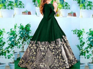 Readymade Embroidered Green Chiffon Maxi with Inner
