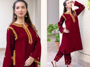 Readymade 2-Piece Embroidered Linen Suit 2023
