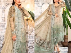 3D & Handwork Heavy Embroidered Ombre Style Chiffon Party Wear Dress 2022