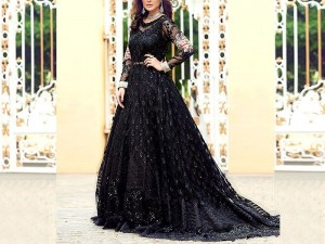 Handwork Heavy Embroidered Black Net Bridal Maxi Dress 2023 Price in Pakistan