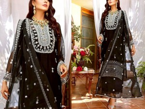 Adorable Embroidered Black Chiffon Party Wear Dress 2022 Price in Pakistan