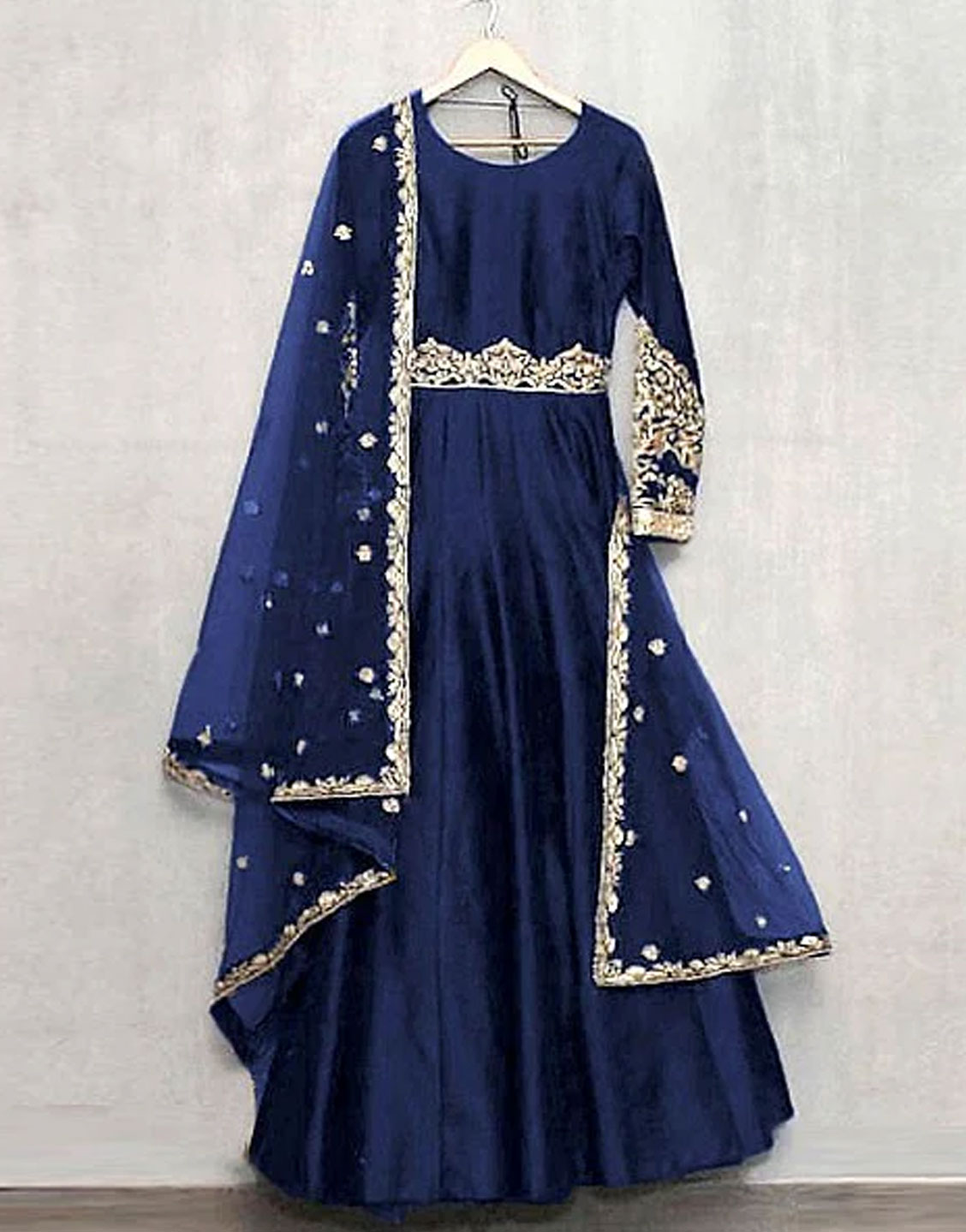 Readymade 3-Piece Embroidered Silk Maxi Dress with Embroidered Chiffon Dupatta Price in Pakistan