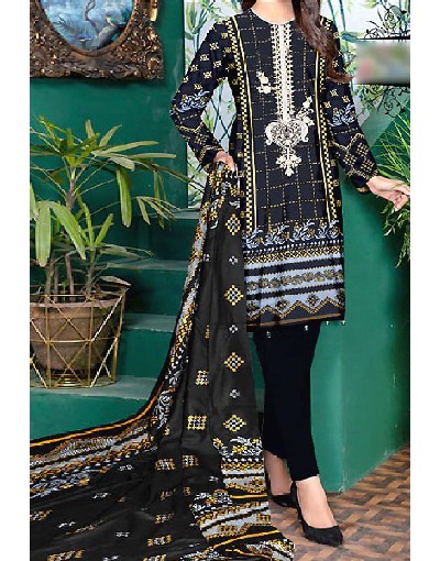 Elegant Sequins Embroidered Linen Dress 2024 with Linen Dupatta