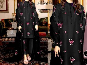 Elegant Sequins Embroidered Katan Silk Dress with Embroidered Organza Dupatta Price in Pakistan