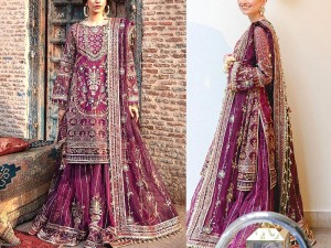 Luxury Heavy Embroidered Net Bridal Dress 2022 with Embroidered Net Dupatta