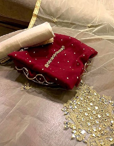 Fancy Chiffon Party Wear Dress with Mirror Work Net Dupatta Price in Pakistan