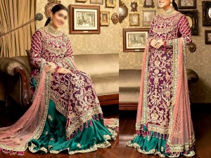 Luxury Handwork Heavy Embroidered Net Wedding Dress 2023