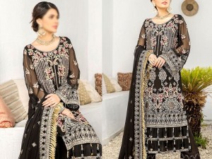 Heavy Embroidered Black Chiffon Wedding Dress 2022 Price in Pakistan
