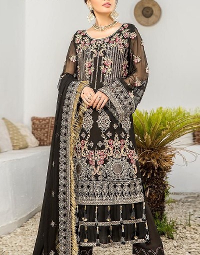 Heavy Embroidered Black Chiffon Wedding Dress 2023 Price in Pakistan