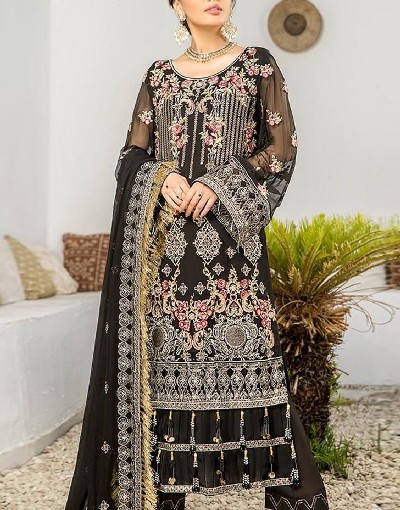 Heavy Embroidered Black Chiffon Wedding Dress 2024 Price in Pakistan