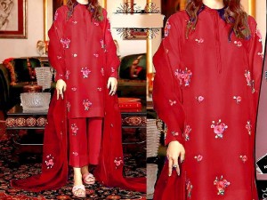 Embroidered Shamoz Silk Dress 2022 with Embroidered Organza Dupatta Price in Pakistan