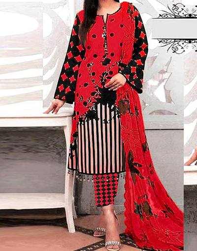 Embroidered Lawn Dress 2023 with Chiffon Dupatta Price in Pakistan