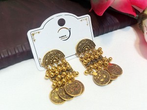 Antique Golden Coins Shape Fashion Earrings